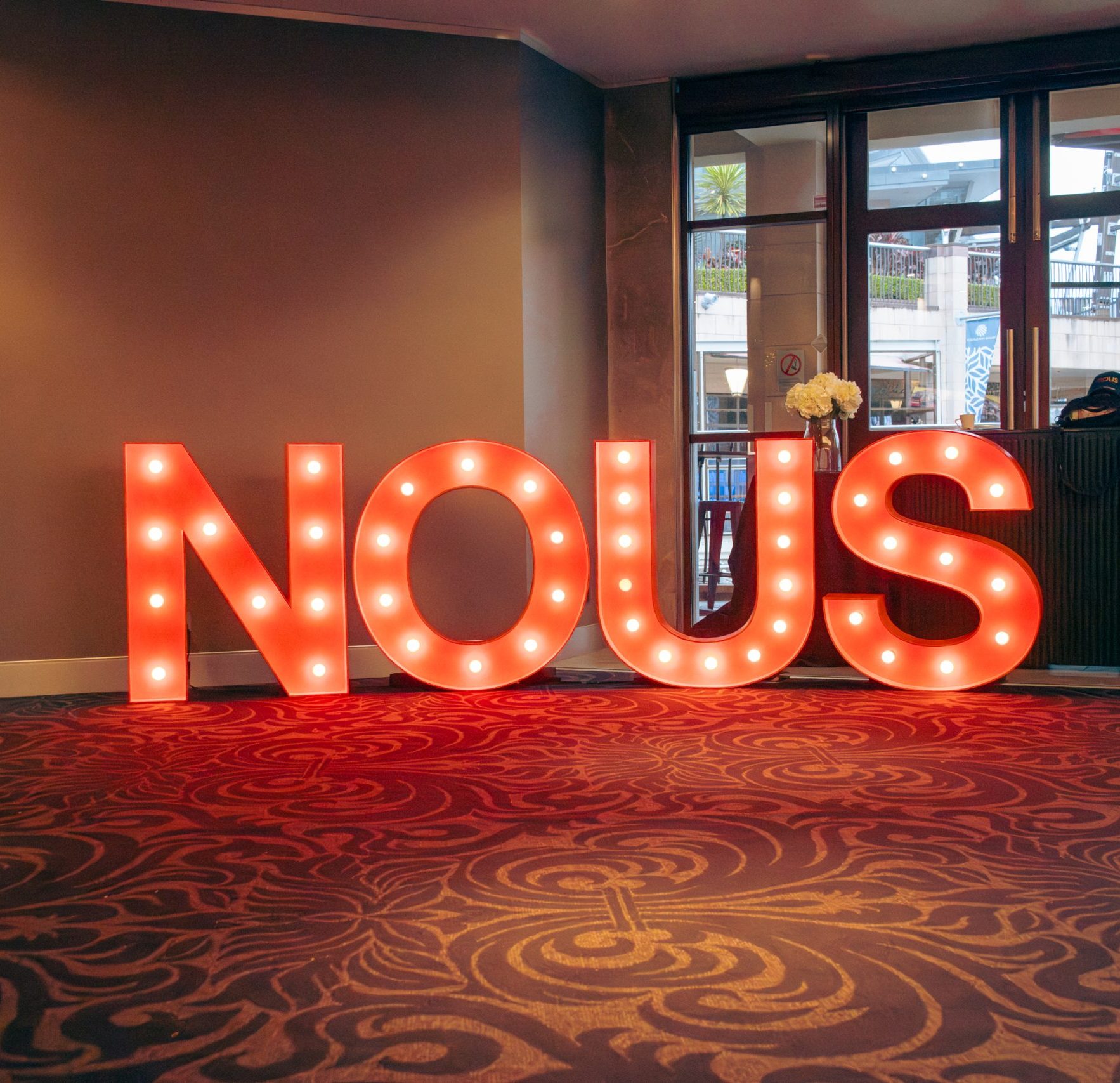 NOUS Light Up letters on display